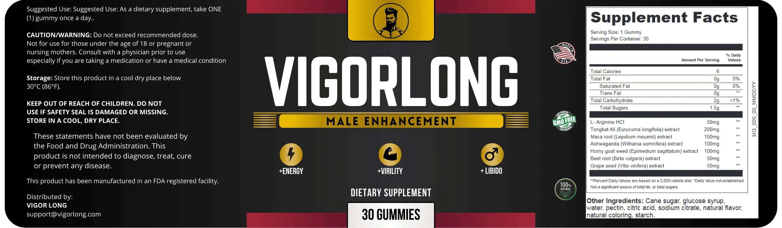 VigorLong Product Label